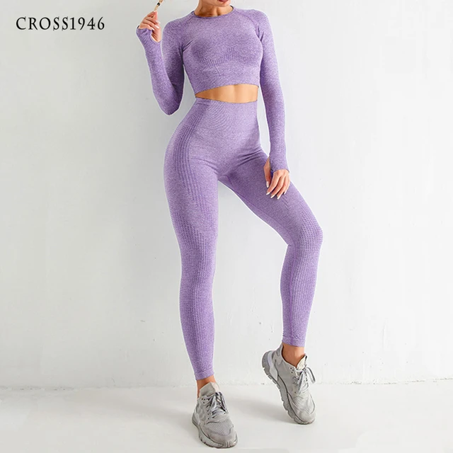 2pcs Seamless Women Yoga Set Workout Sportswear Gym Clothing Fitness Long  Sleeve Crop Top High Waist Leggings Sports Suits - AliExpress