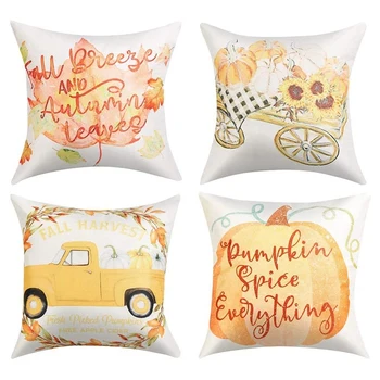 

Fall Harvest Throw Pillow Cover Maple Leaves Wreath Farmhouse Autumn Thanksgiving Decorations Decorative Cushion Case