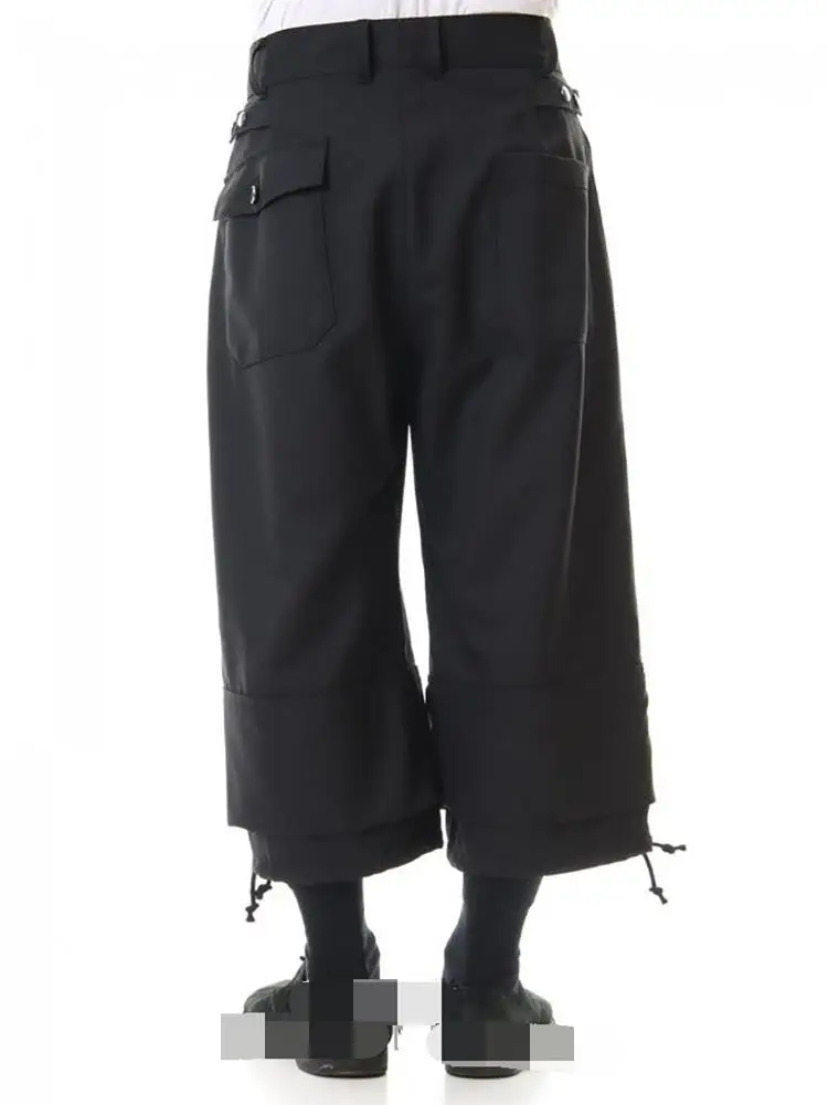 Men's Straight Pants Casual Pants Wide Leg Pants Spring And Autumn New Black False Two Layer Loose Youth Fashion Sports Pants