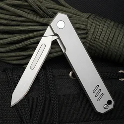 Couteau à découper pliant en alliage de titane de haute qualité, couteau de poche à lame 440C, outil de défense de sécurité THJ28 