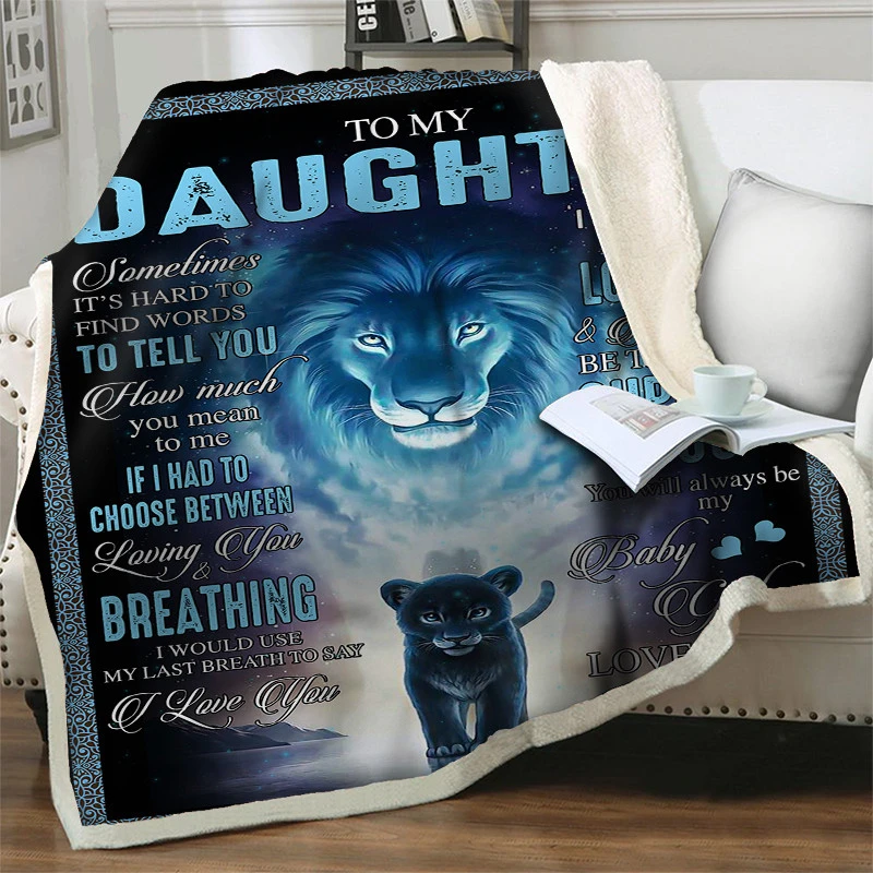 

Dream Lion 3d fleece blankets for Beds Sofa Thick Soft Quilt Letter To My Daughter Bedspreads Sherpa Throw Blanket Home textiles