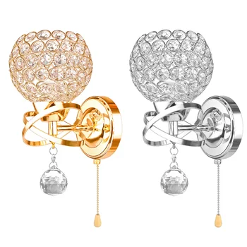 

Simple And Creative Bedroom Bedside Wall Lamp Crystal Lights E14 Wall Sconce Crystal Wall Light Gold/Sliver For Home Ligting