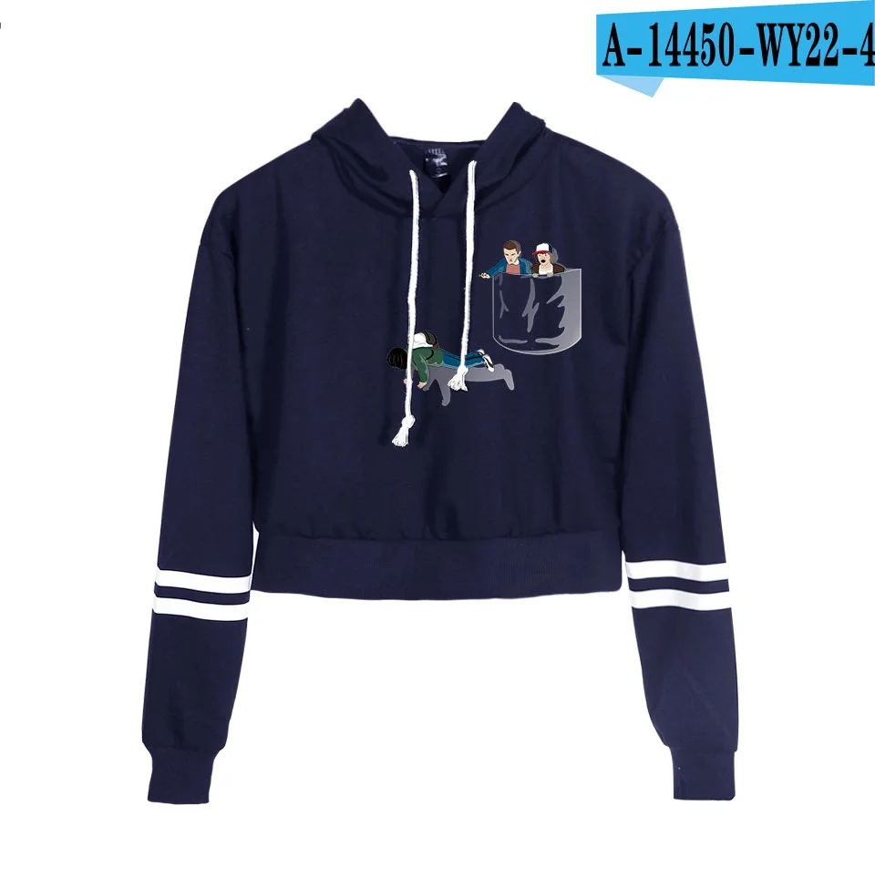 A14450-4 Горячая печать странные вещи Толстовка sweashirt укороченный топ рубашка Harajuku толстовка с капюшоном в стиле хип-хоп женская футболка Повседневная Толстовка Одежда - Цвет: A14450-4
