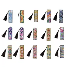 OOTDTY 5D DIY Специальная алмазная живопись кожа Закладка с кисточкой Книга маркеры Вышивка ремесла закладки для книг