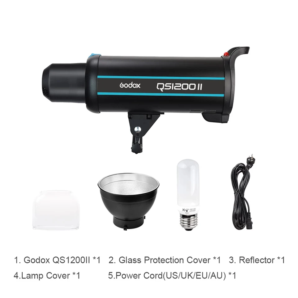 Профессиональный студийный стробоскоп Godox QS1200II 1200Ws GN110 5600K со встроенной беспроводной системой X Godox 2,4G add X1T передатчик