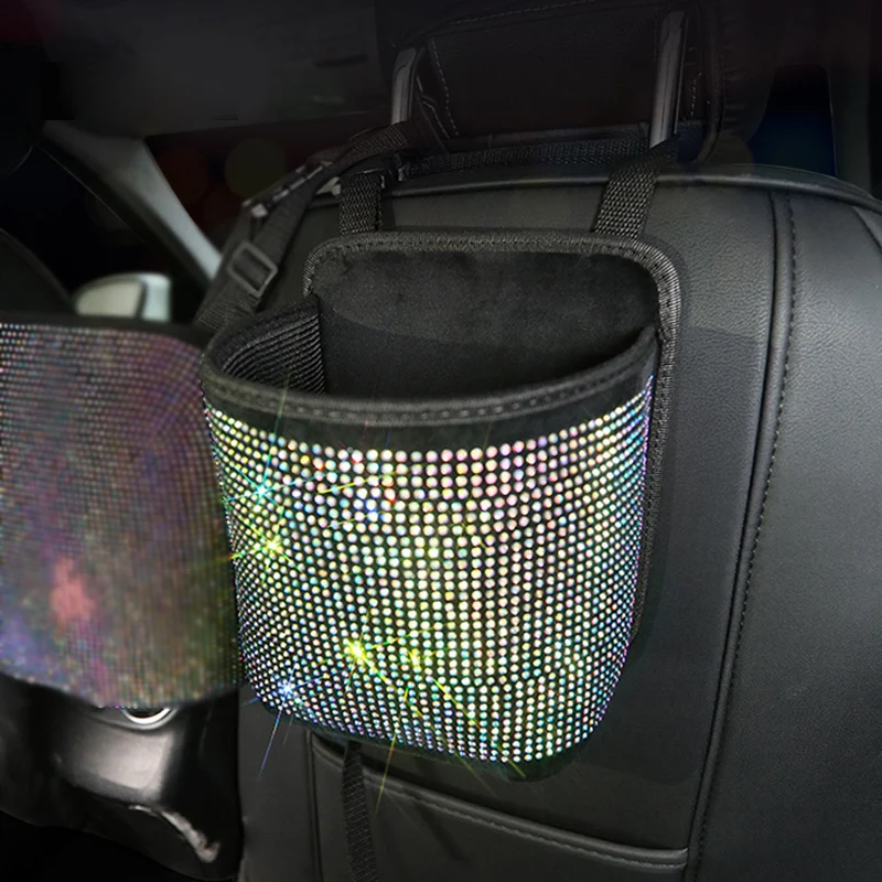 luxo diamante strass saco de armazenamento de carro organizador assento de volta titular banco de trás do carro estiva tidying para mulher