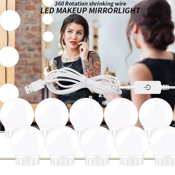 

Drop Shipping Make up Mirror LED Light Bulbs Kit USB Charging Port Cosmetic Lighted Mirrors Bulb Adjustable Brightness Light