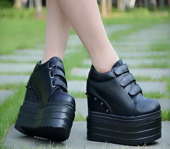 

2018 new height increase women's shoes 14 cm thick bottom wedge casual shoes super high single shoes