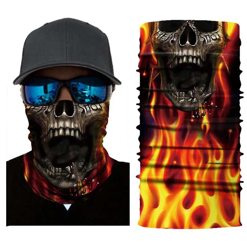 Women  and men 3D fantasy color skull abstract art multi-functional magic headband  neck gaiter scarf mens head wrap bandana