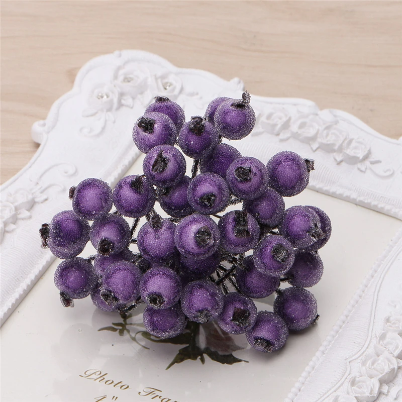 40 Pcs Decorative Mini Christmas Frosted Fruit Berry Holly Artificial Flower PXPC - Цвет: Purple