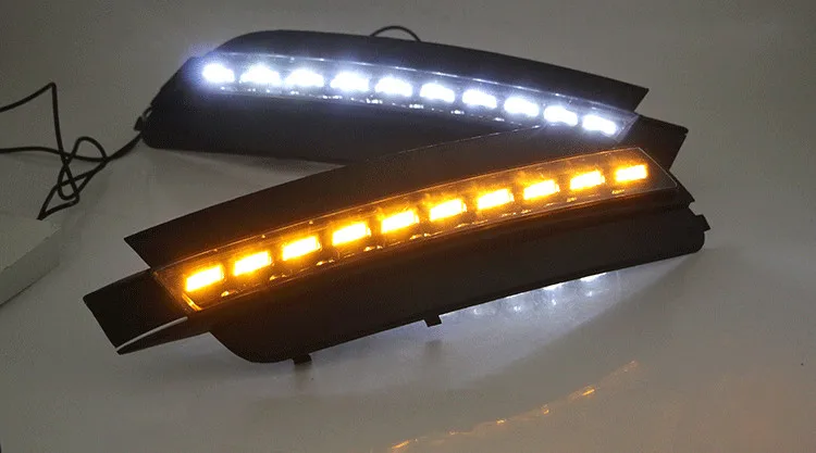 Qirun led drl дневные ходовые огни для Audi A6L 2012- с динамическим движущимся желтым поворотным сигналом