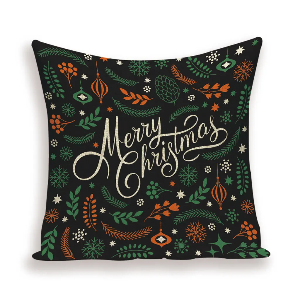 Merry Christmas Cushion Cover Christmas Tree Pillow Case Deer Linen Home Decoration Bed Pillow cases Pillows Cushions Cojin - Color: L1690-17