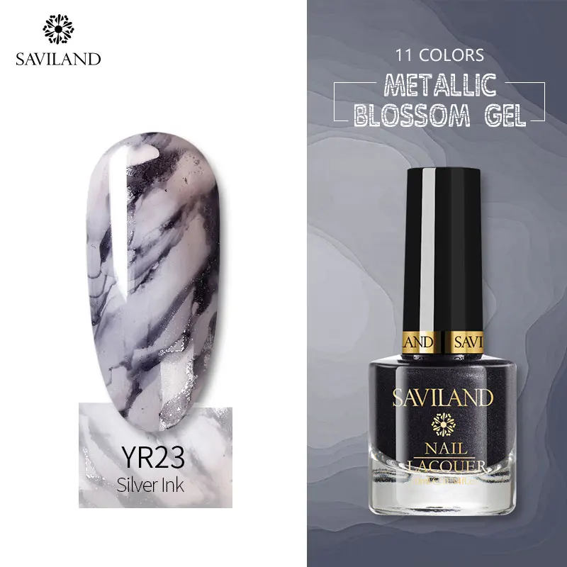 SAVILAND Nails Art DIY Металл под мрамор цветок Гель-лак для ногтей акварель прозрачный Цветущий синий фиолетовый рисунок цветок чернила эффект гель - Цвет: YR23