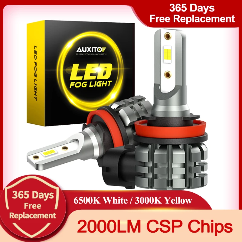 Auxito 2pcs H11 Led Fog Light Bulbs H8 H9 H16 Jp Led Csp 6500k White