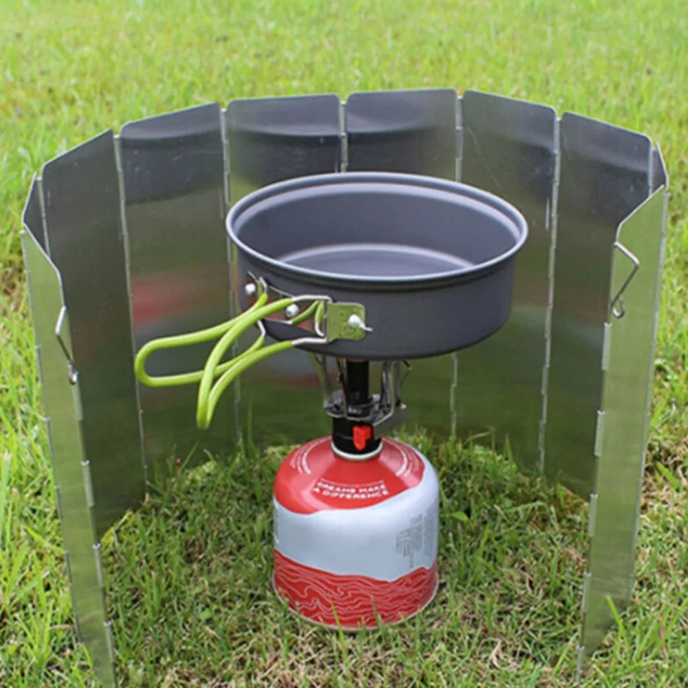 10 Plates Stove Windshield Portable Removable Windscreen Outdoor
