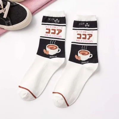 18 Jerrinut 1 пара носки женские Харадзюку Kawaii жаккардовые фрукты клубничное молоко розовый/белый с принтом хлопок теплые длинные корейские носки - Цвет: 18