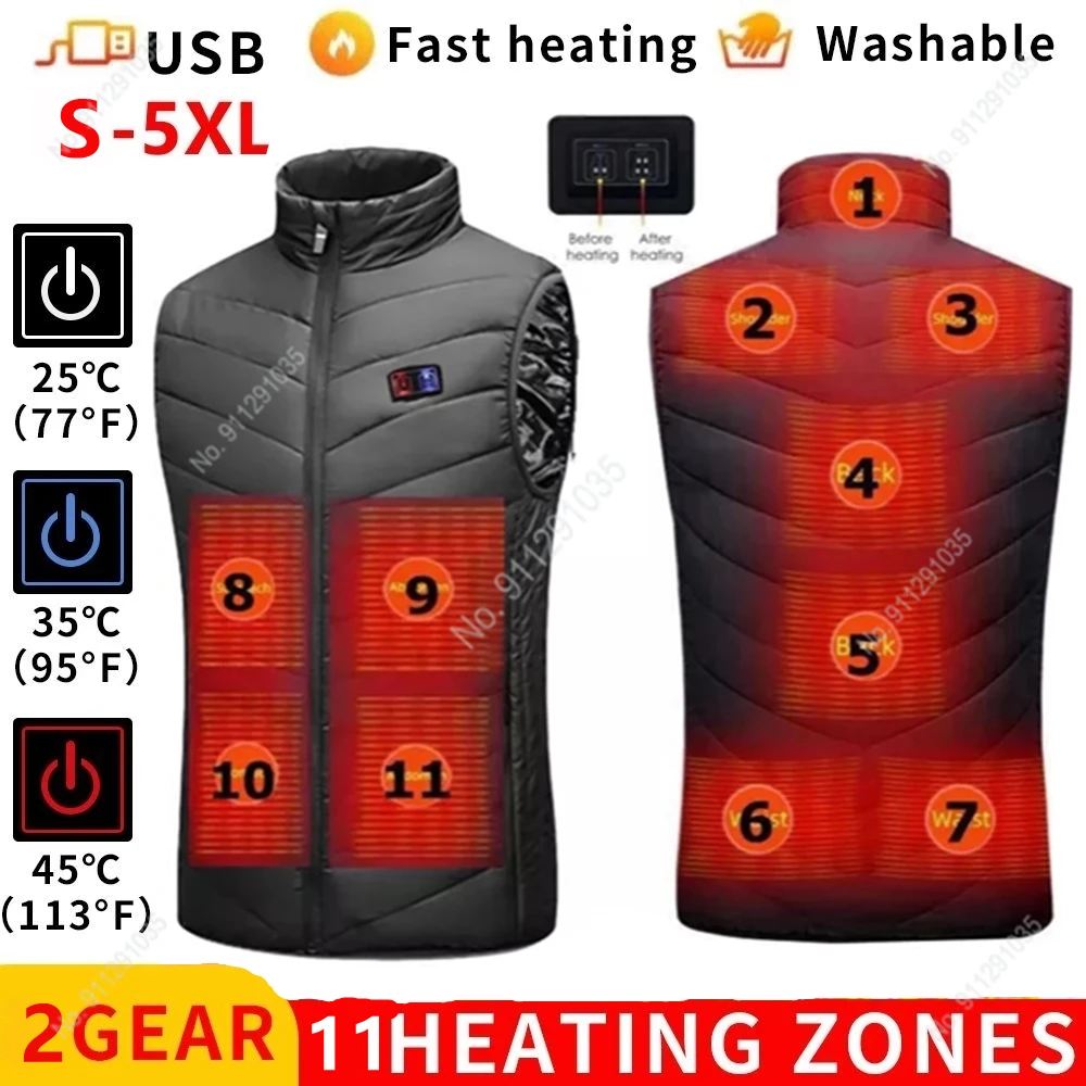 2022 Men Outdoor Usb Infrared Heating Vest Jacket Men Winter Electric