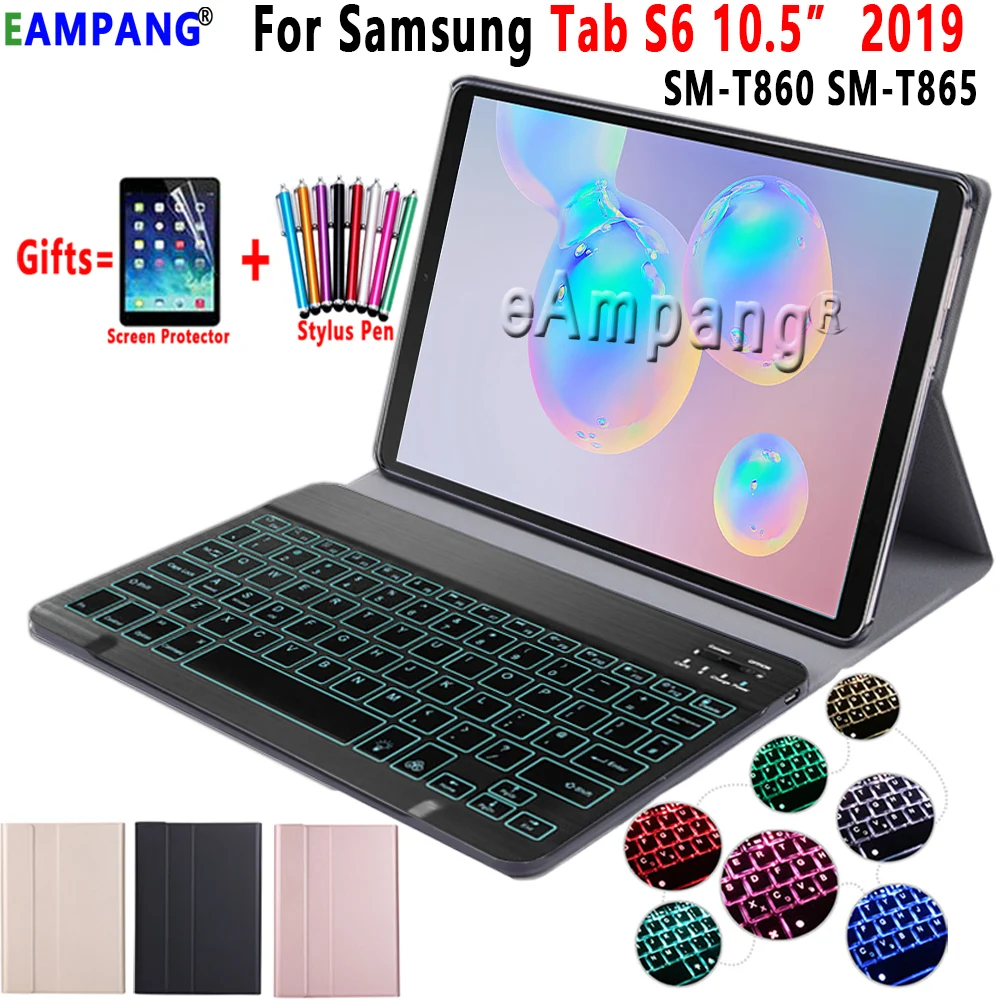 Чехол-клавиатура с подсветкой для samsung Galaxy Tab S6 10,5 чехол T860 T865 SM-T860 чехол Съемная Bluetooth клавиатура кожаный чехол