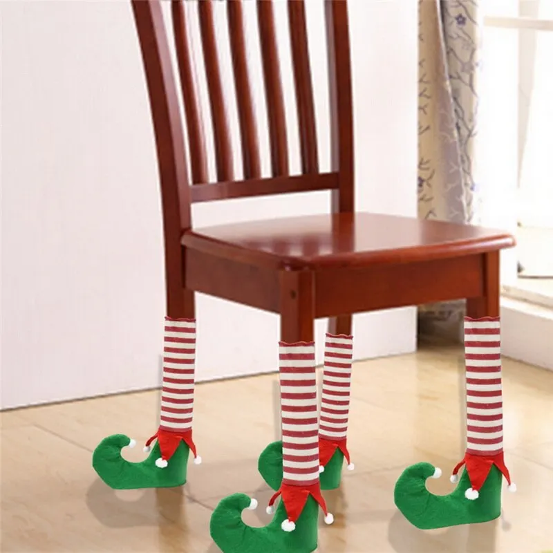 4pcs Dozzlor 4 шт./компл. Зима рождественский чехол для ножки стула зеленый дух Рождественского стола детская коляска с покрывалом для ног, праздничное украшение продукта - Цвет: 4pcs