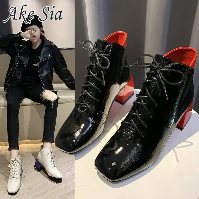 

snow boots 2019 winter new women style versatile shallow mouth with thick with ankle boots female square head plus cotton boot