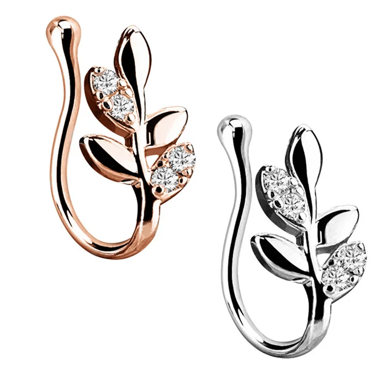 1PC Amazing Fashion Stainless Steel 5 Style Rose Gold Nose Clip Noseclip Fake Ring Faux Piercing Septum Body Jewelry | Украшения и