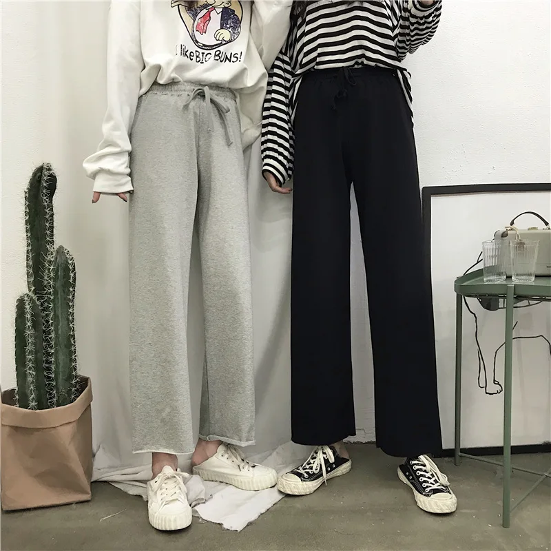 

Wide leg pants women's 2020 summer new mopping sports pants leisure college drop feeling CEC loose straight pants