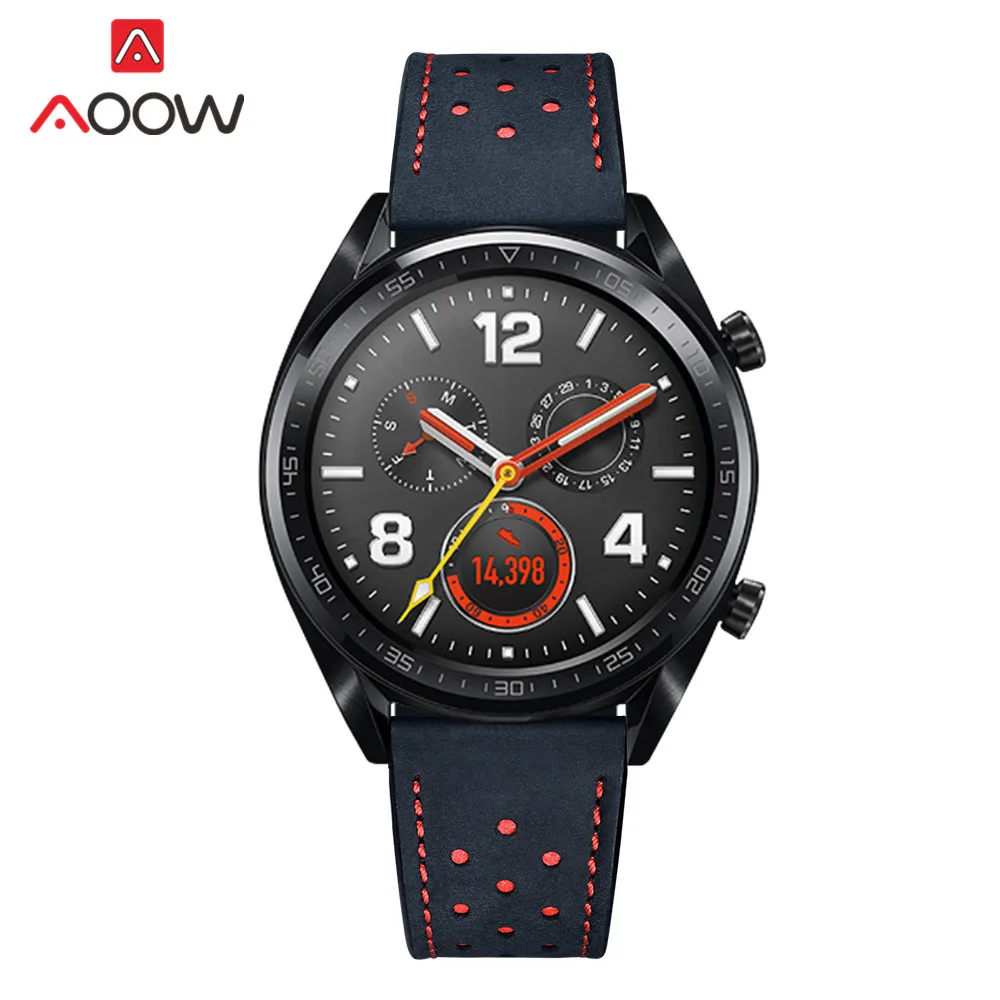 22 мм ремешок из натуральной кожи для huawei Watch GT 46 мм спортивный ремешок с отверстиями браслет для Honor Magic samsung gear S3 Frontier