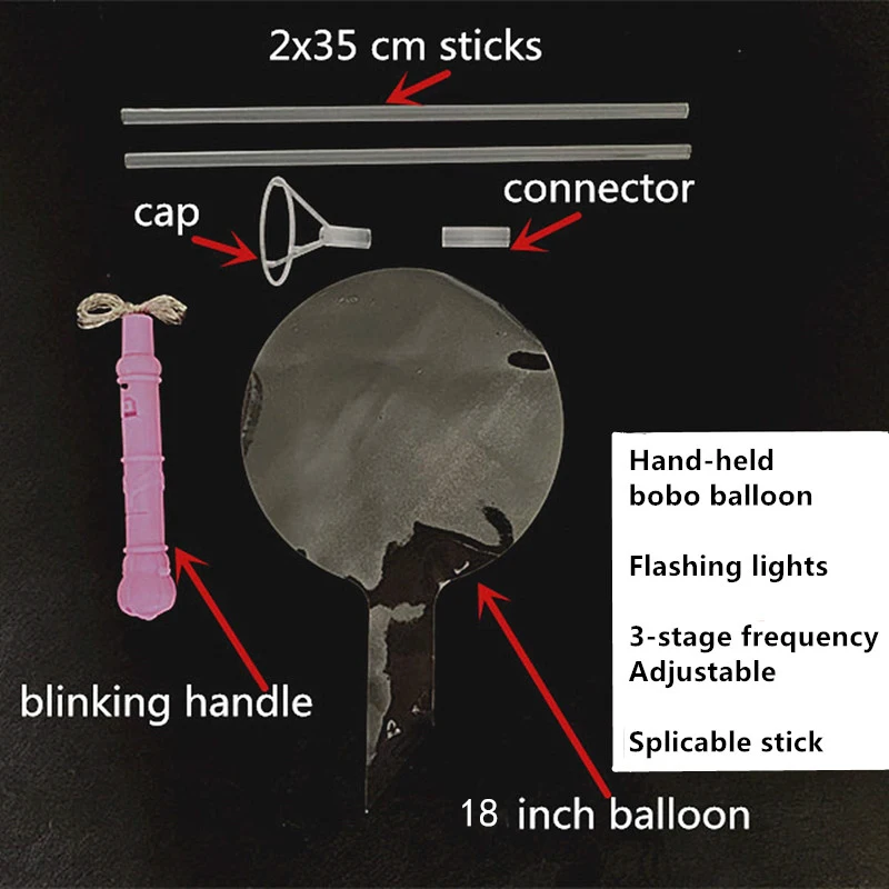 Мигающий светодиодный Bobo воздушный шар с барабанные палочки гелия прозрачный клипсы для воздушных шаров, украшения для свадьбы дня рождения с 3-я ступенями частоты светодиодный светильник шар