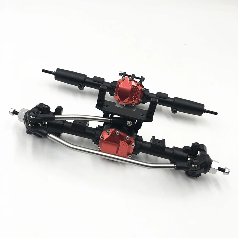 CNC металлический передний мост и задний мост Набор для RC 1:10 автомобилей осевой SCX10 II 90046 90047 джип рок детали гусеничного трактора Модернизированный - Цвет: Черный