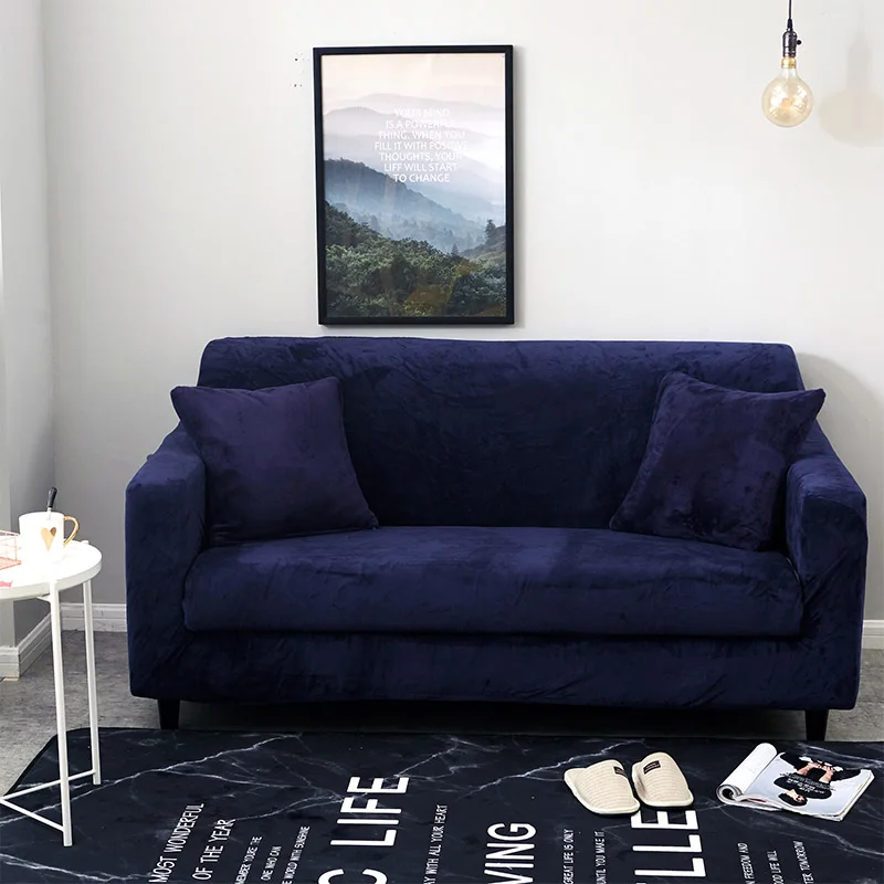 1 шт. плюшевый чехол для дивана все включено утолщенный Универсальный Эластичный чехол для секционного дивана анти-грязные Чехлы для дивана для гостиной - Цвет: Navy