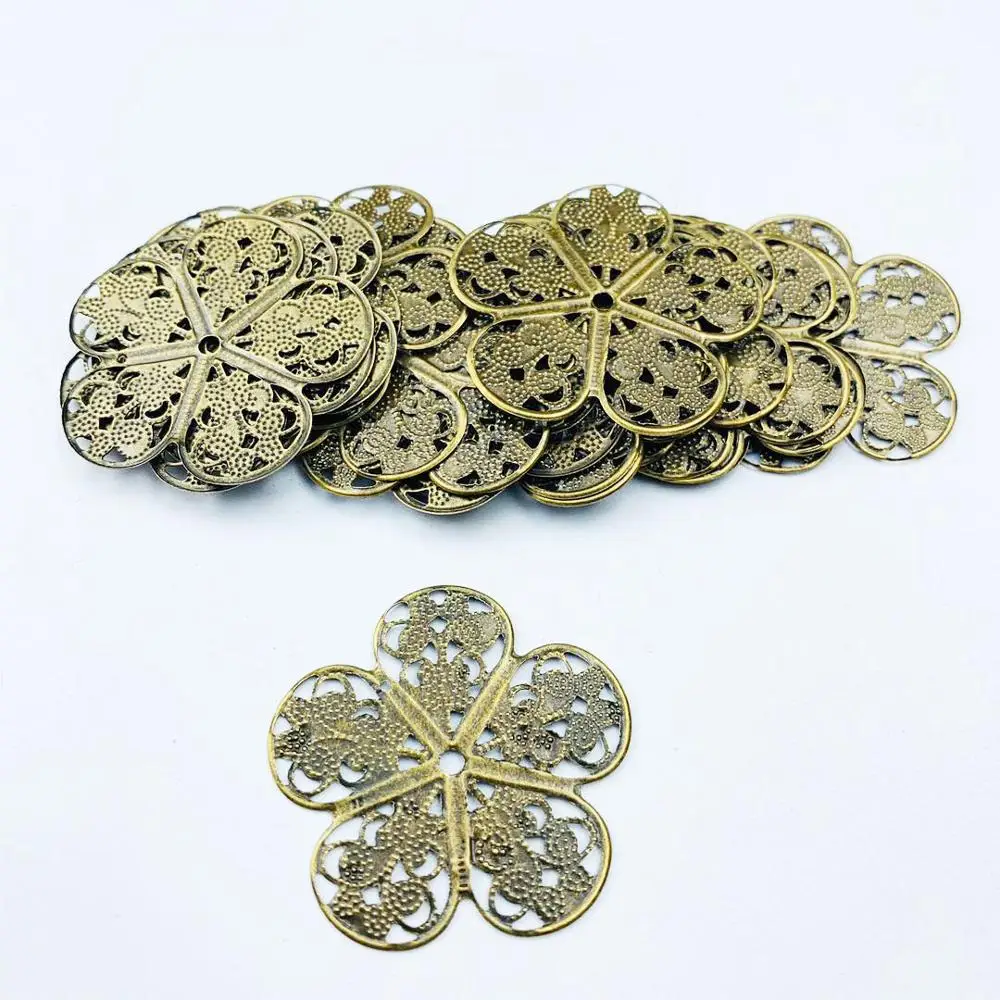 3.7cm 20Pcs Plum blossom shape Filigree ConnectorsMetal Connector For Jewelry Making DIY Accessories Pendant | Украшения и