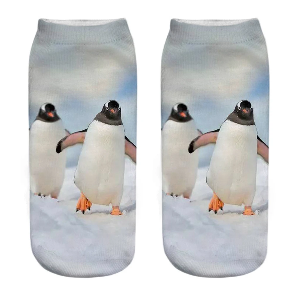 Neue lustige 3D-gedruckte süße Happy Penguin Unisex-Tier-Serie kurze Knöchelsocken für EU 34-40 Dropship – Detail 3