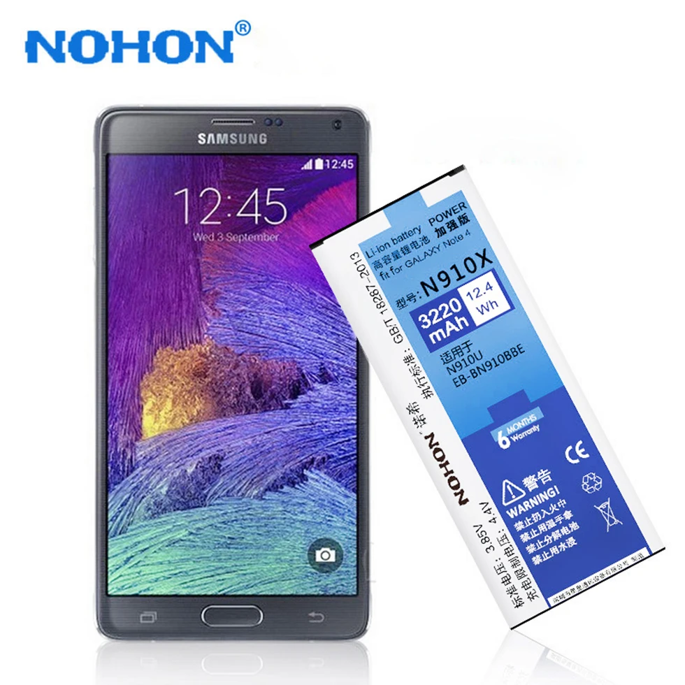 nohon Аккумулятор для samsung Galaxy Note 2 3 4 Note2 N7100 Note3 NFC N9000 Note4 N9100 N910X реальные высокоемкие батареи