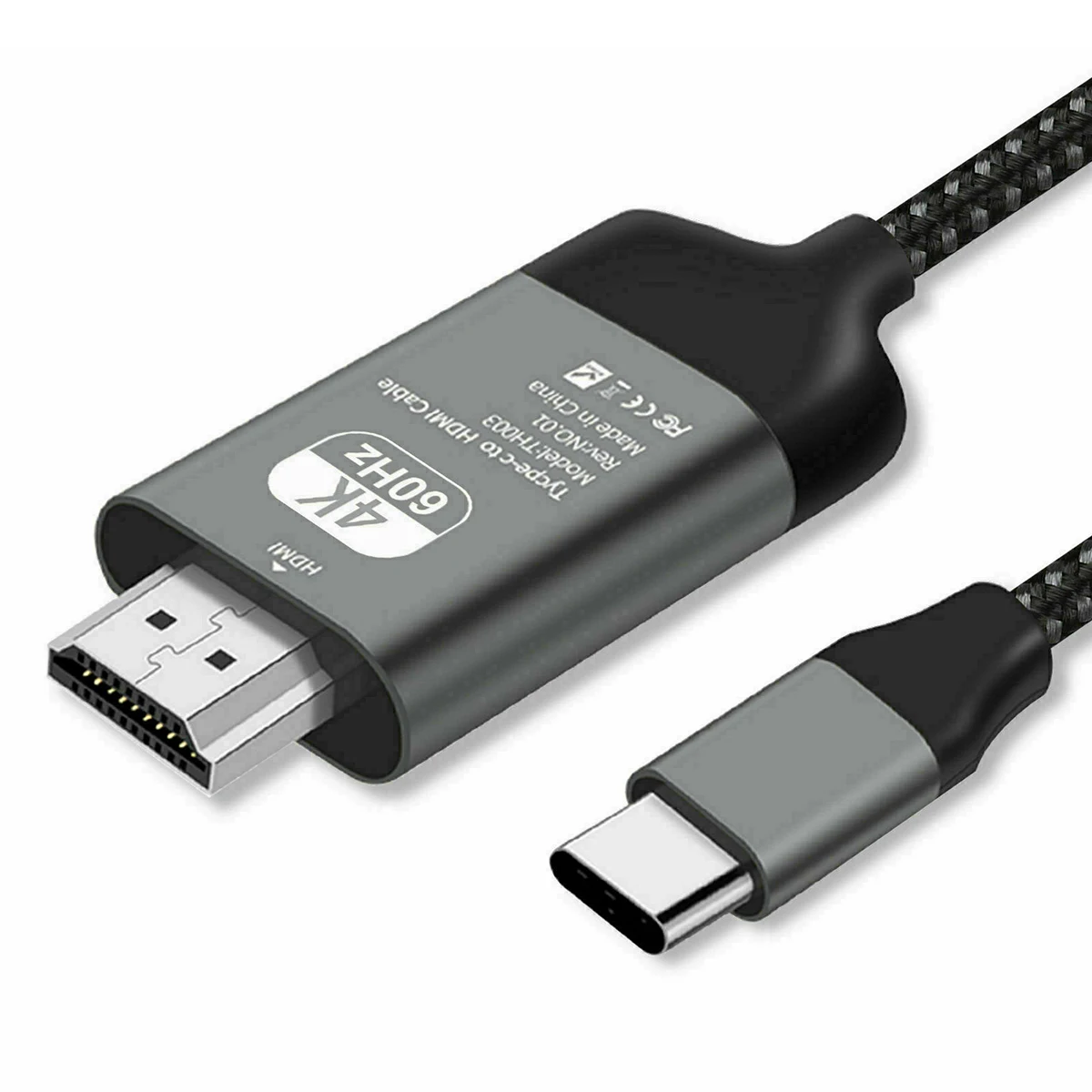 2 м тип-c к hdmi-кабель, адаптер теплоизоляции поддержка зеркального режима 4K 60Hz USB C к HDMI HDTV AV tv кабель - Цвет: Черный