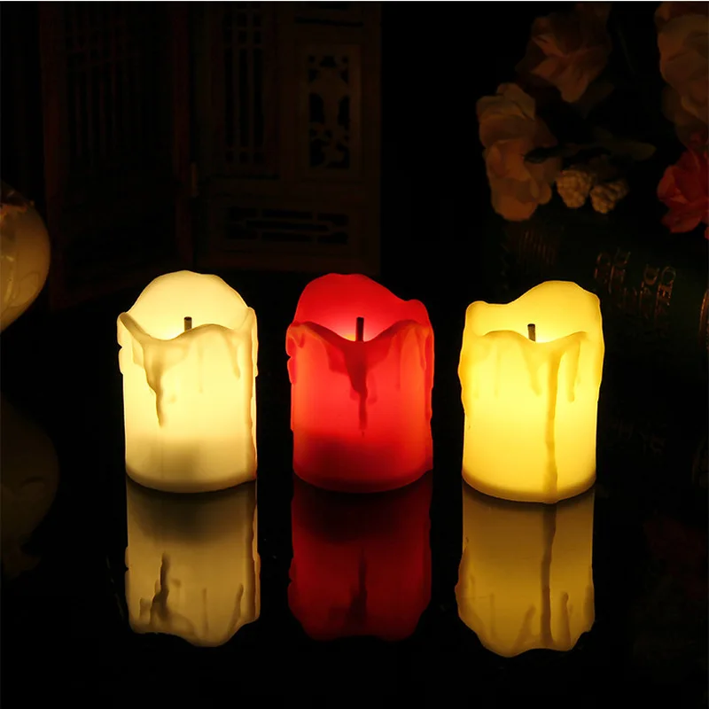 1 шт. светодиодный светильник-Свеча на батарейках, чайный светильник, имитирующий цвет пламени, мигающие свечи для украшения дома, свадьбы, дня рождения, вечеринки