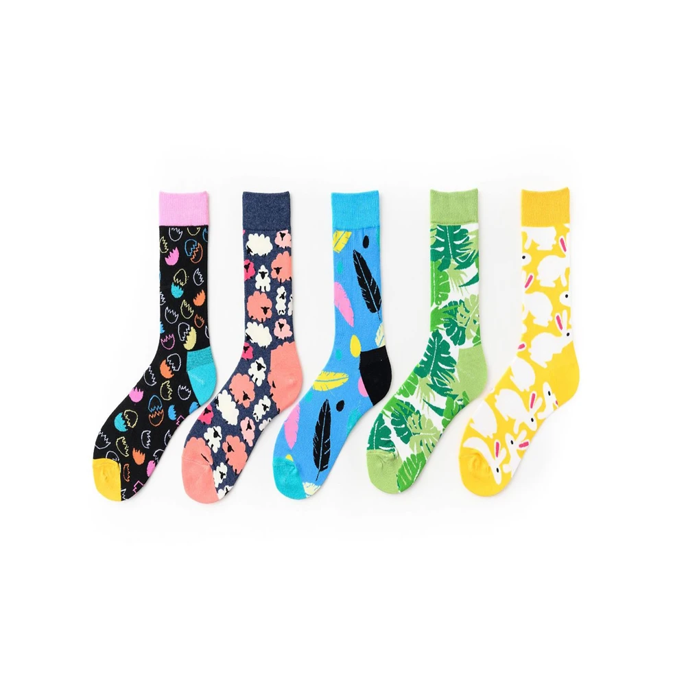 

Leaves, rabbits, feathers, eggs, lamb, British style European and American art lovers in the long tube casual socks C15