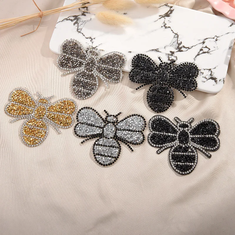 1PC Exquisite Rhinestone Iron on Patches for Clothing Bee Patch Applique Heat Transfer Clothes Stickers DIY Shoes Bag Decoration | Дом и сад