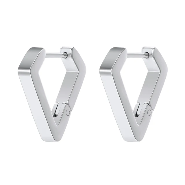 Stainless Steel Hoop Earrings for Women Men Black Rose Gold Plated Circle Round Earring Geometric Classic Cartilage Earrings EH698 Silver