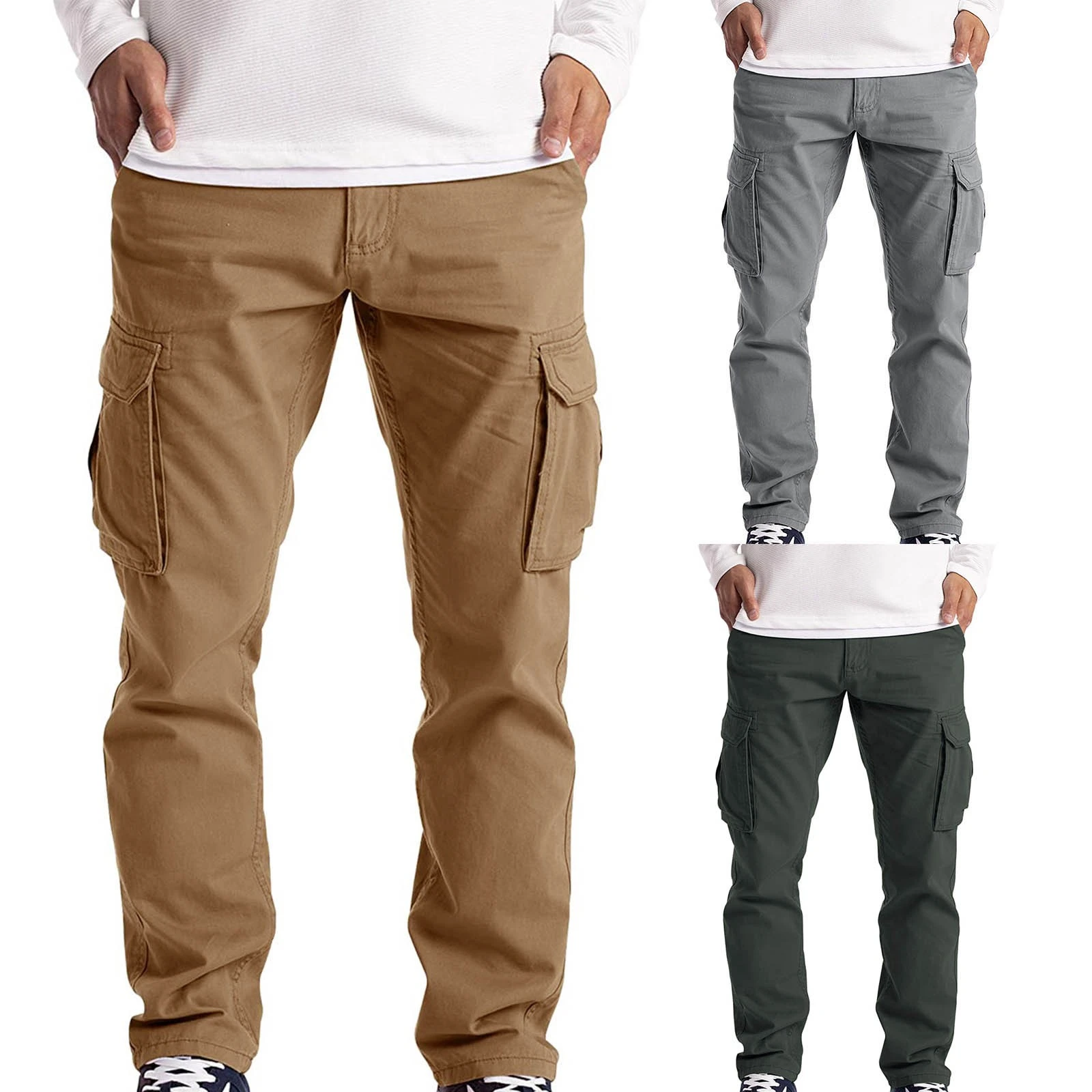 パンツメンズカーゴズボン作業服戦闘安全貨物6ポケットフルパンツミッドウエストジッパーフライ全身パンツズボン スキニーパンツ Aliexpress