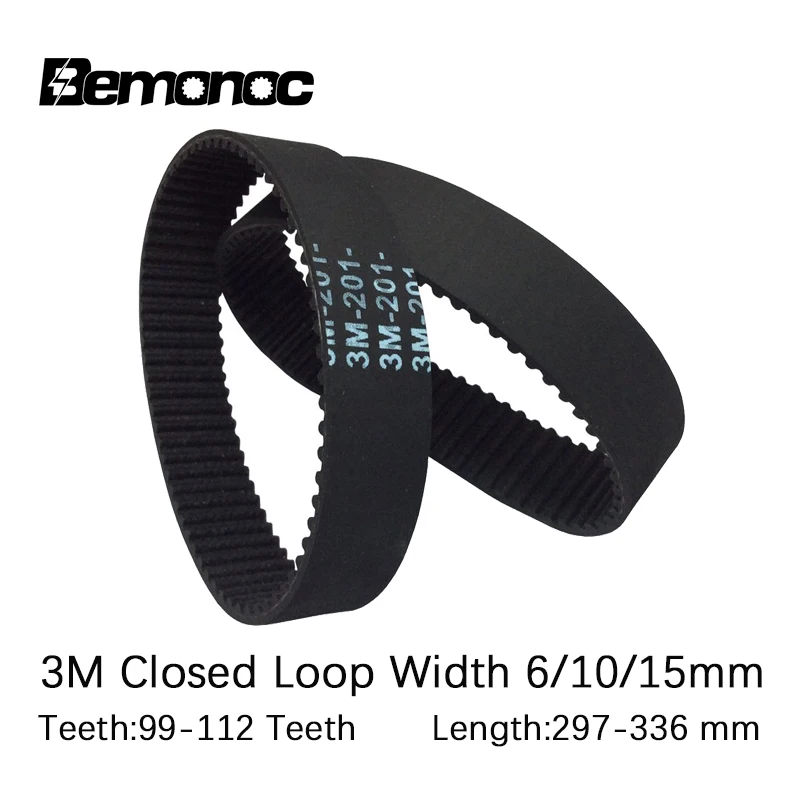 

Timing Belt HTD 3M 297-336mm Length 6/10/15mm Width 99-112 Teeth Synchronous Drive Belts for CNC Machines in Close Loop Belt
