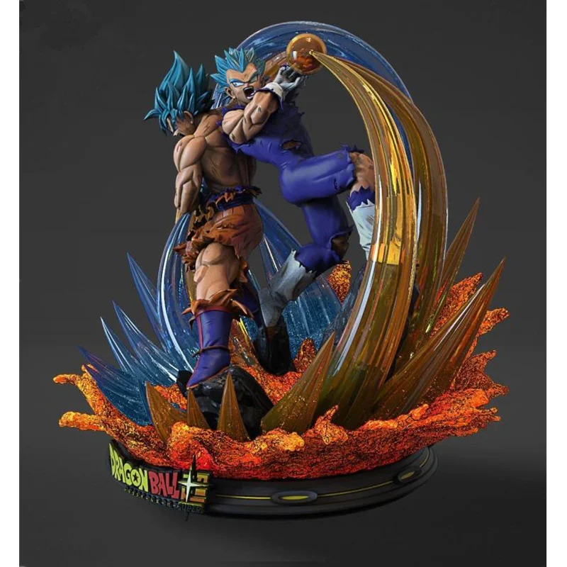Dragon Ball Z Аниме статуя Супер Saiyan синие волосы Гоку и синие волосы Вегета полная длина портрет резиновая фигурка героя игрушечная коробка Q1006