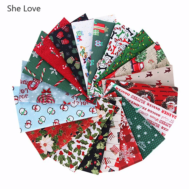 Она любит Красный цвет Рождество хлопчатобумажная ткань ручной работы снежинка снеговик стеганая ткань для лоскутное шитье DIY украшение дома