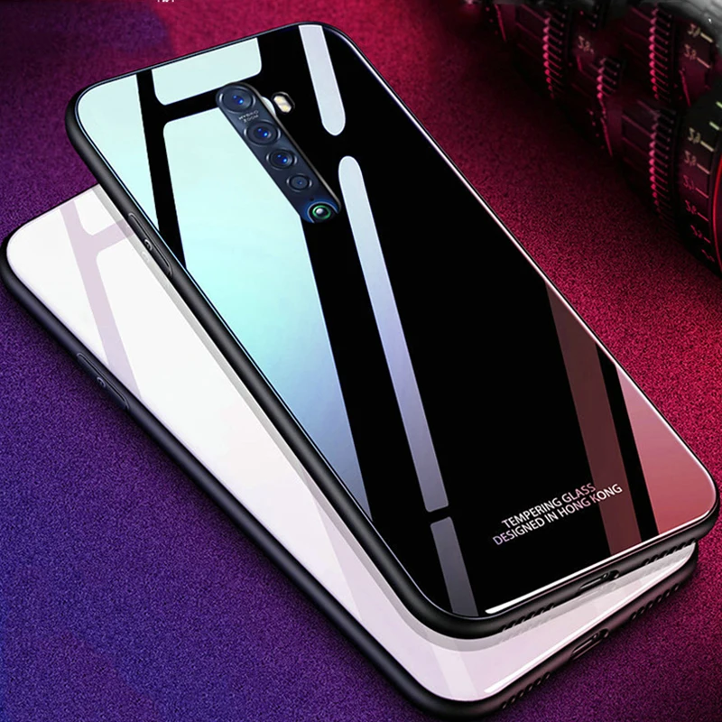 Glossy Tempered Glass Case For OPPO Reno 2 2Z 2F Case Hard Glossy Shockproof Back Cover Cases For Reno Z 10X ZOOM Fundas Coques (2)