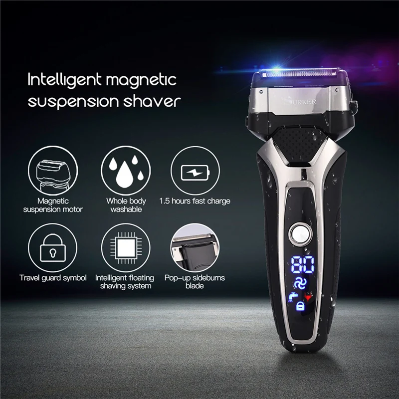 Beard-Trimmer Razor Shaving-Machine Electric-Shaver SURKER RSCX-9008 Floating-Blade Washable