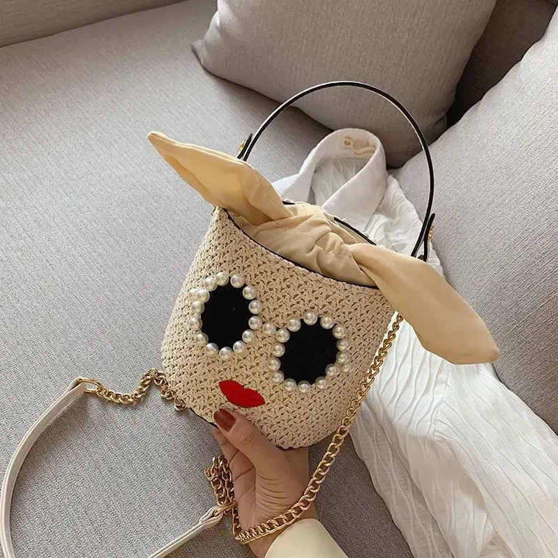 

Small Bag 2019 New Style Korean-style WOMEN'S Fashion Handbag Hand Bucket Bag Pearl Chain Cute Messenger Bag Bag