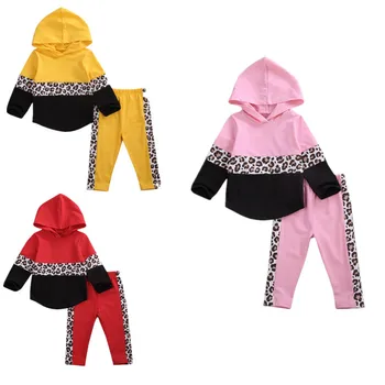 

Toddler Girl Leopard Clothes 2020 Baby Kid Girl Boy Infant Clothes Hooded Tops Pants Toddler Outfits Tracksuit