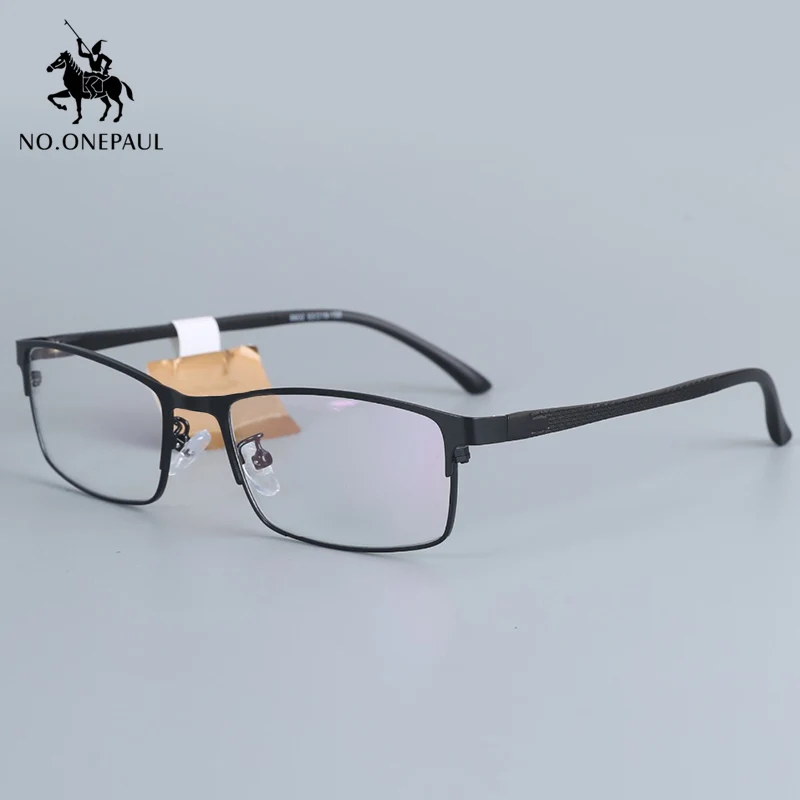 

NO.ONEPAUL Material,and Half Rim Men Titanium Alloy Eyeglasses Frame for Men Eyewear Flexible Temples Legs UP Electroplating