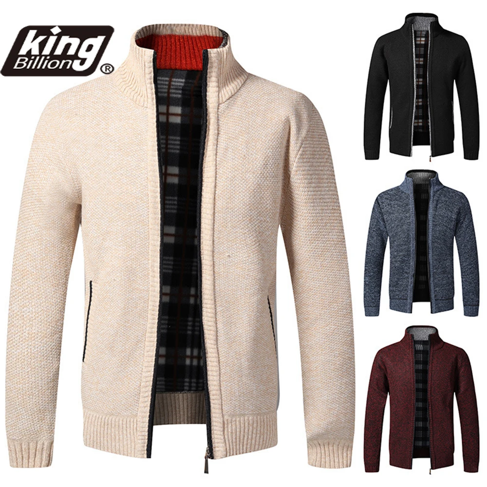 Top Quality 2022 Autumn Winter New Men's Jacket Slim Fit Stand Collar Zipper Jacket Men Solid Cotton Thick Warm Men Sweater mens wool jumper