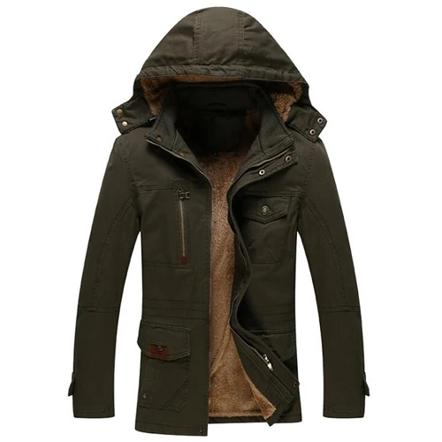 8803ZZ Army Green Осенне-зимняя мужская куртка Высококачественная брендовая Повседневная Верхняя одежда Куртка тёплый флис для мужчин Мужская куртка Пальто брендовая одежда - Цвет: 8803ZZ Army Green