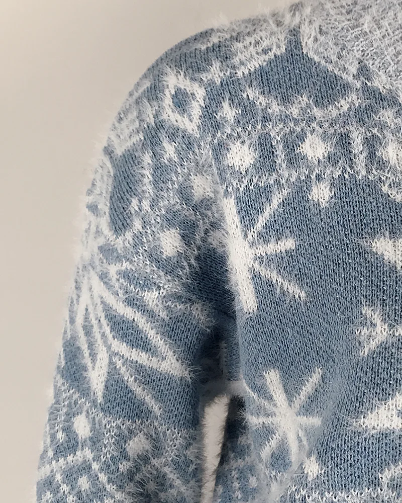 Осенние вязаные Рождественские свитера, Женский пуловер, зима, снежинка, мягкая имитация норки, свитера, женские джемперы, пуловеры